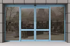 Двустворчатая автоматическая раздвижная дверь 1400*2300